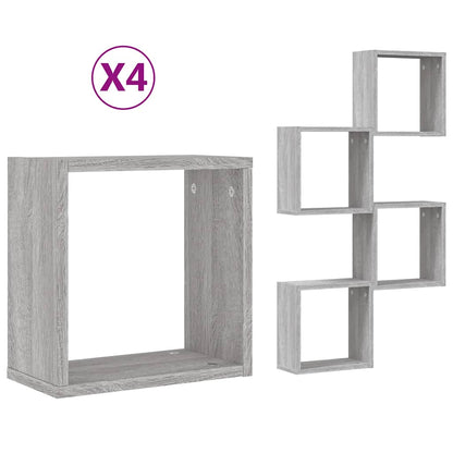 vidaXL Würfelregale 4 Stk. Grau Sonoma 30x15x30 cm