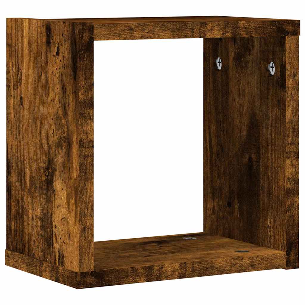vidaXL Wandregale mit Regal 2 pcs Geräucherte Eiche 26 x 15 x 26 cm