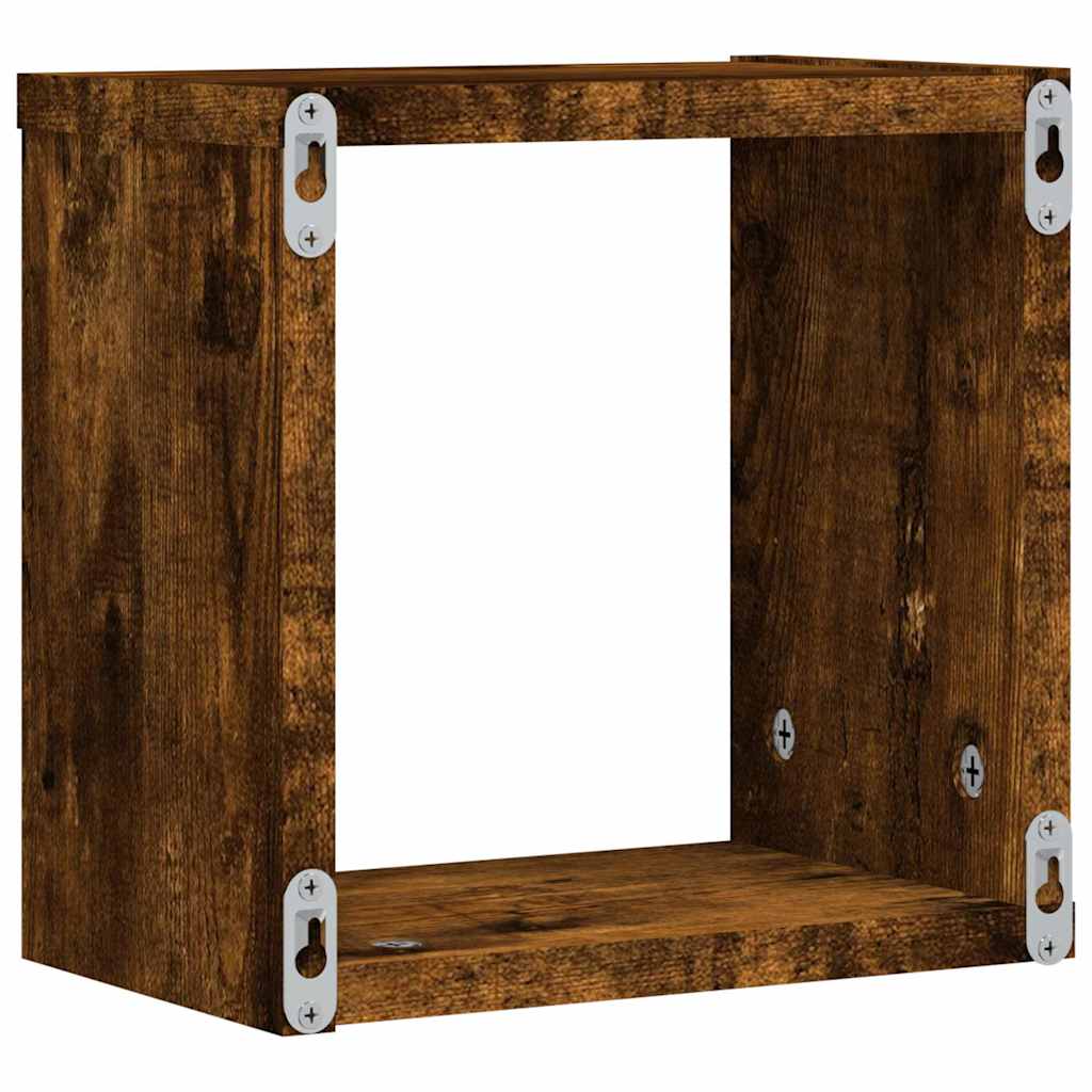 vidaXL Wandregale mit Regal 2 pcs Geräucherte Eiche 26 x 15 x 26 cm