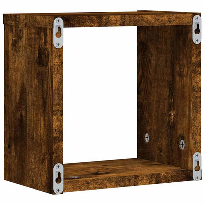 vidaXL Wandregale mit Regal 2 pcs Geräucherte Eiche 26 x 15 x 26 cm