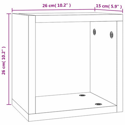 vidaXL Wandregale mit Regal 2 pcs Geräucherte Eiche 26 x 15 x 26 cm