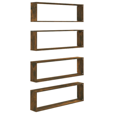 vidaXL Étagères murales 4 pcs Chêne fumé 100x15x30 cm Bois d'ingénierie