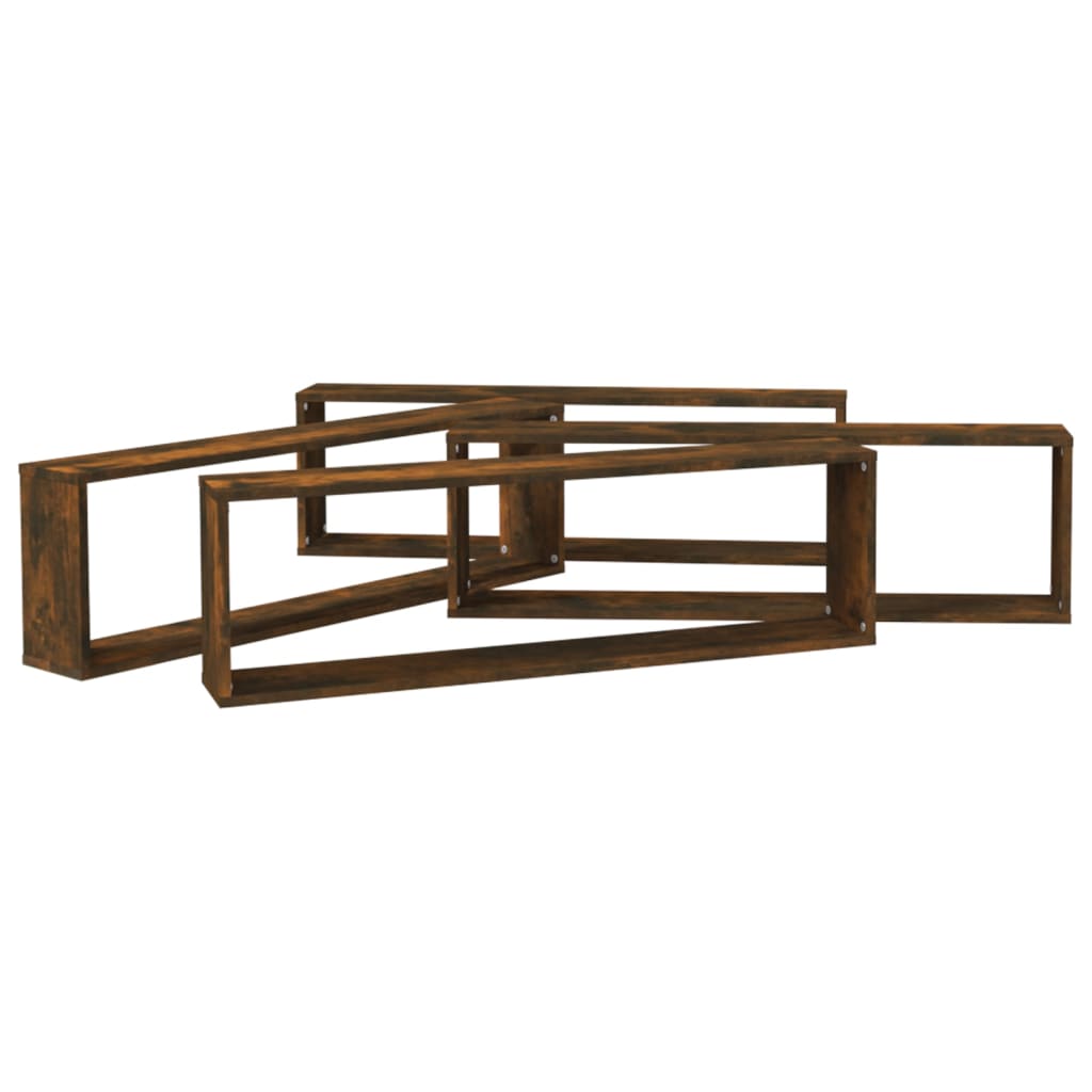vidaXL Étagères murales 4 pcs Chêne fumé 100x15x30 cm Bois d'ingénierie