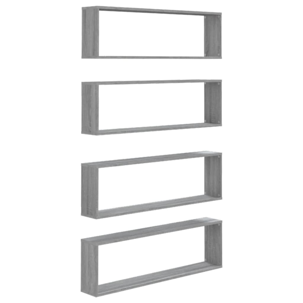 vidaXL Étagères murales 4 pcs Gris Sonoma 100x15x30 cm Bois d'ingénierie