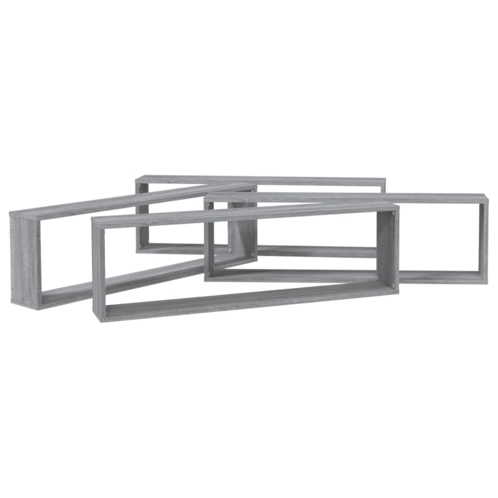 vidaXL Étagères murales 4 pcs Gris Sonoma 100x15x30 cm Bois d'ingénierie