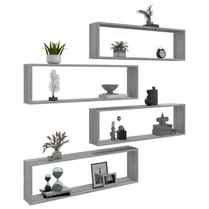 vidaXL Étagères murales 4 pcs Gris Sonoma 100x15x30 cm Bois d'ingénierie