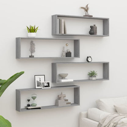 vidaXL Étagères murales 4 pcs Gris Sonoma 100x15x30 cm Bois d'ingénierie