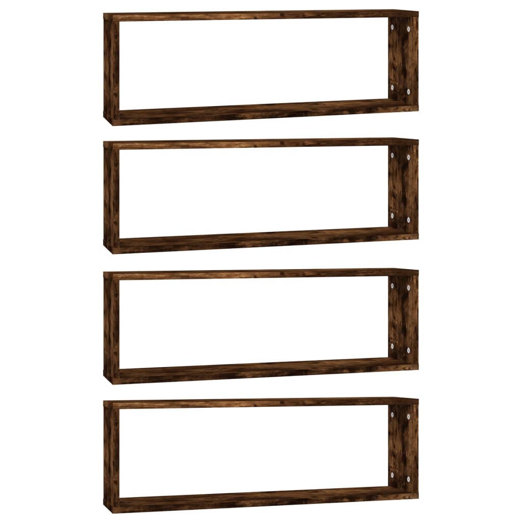 vidaXL Étagères murales 4 pcs Chêne fumé 80x15x26,5 cm Bois d'ingénierie