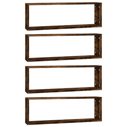 vidaXL Étagères murales 4 pcs Chêne fumé 80x15x26,5 cm Bois d'ingénierie