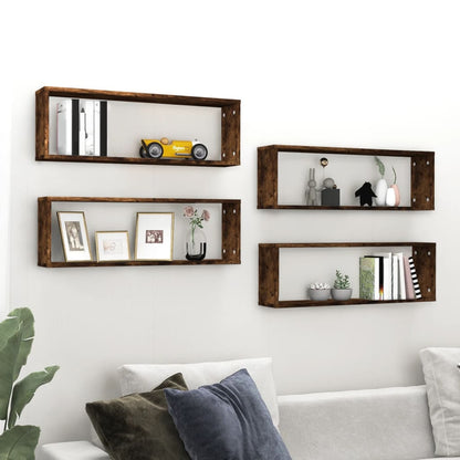 vidaXL Étagères murales 4 pcs Chêne fumé 80x15x26,5 cm Bois d'ingénierie