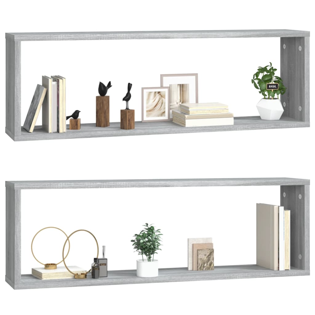 vidaXL Étagères murales 2 pcs Gris Sonoma 80x15x26,5 cm Bois d'ingénierie
