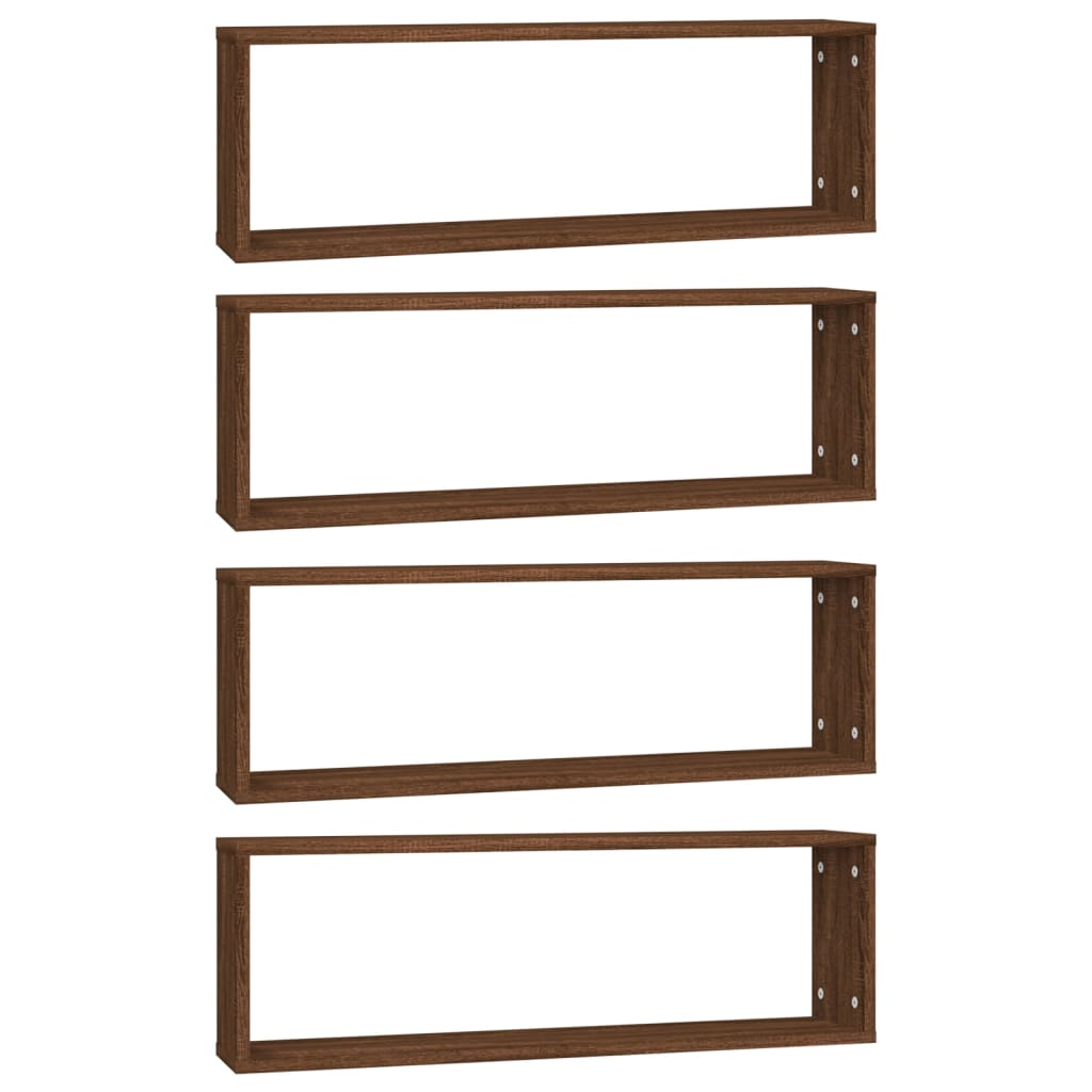 vidaXL Étagères murales 4 pcs Aspect chêne marron 80x15x26,5 cm Bois d'ingénierie