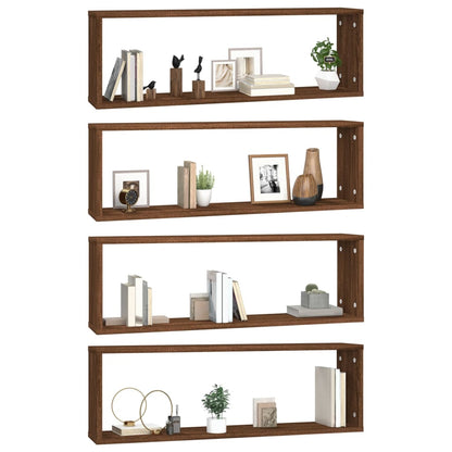 vidaXL Étagères murales 4 pcs Aspect chêne marron 80x15x26,5 cm Bois d'ingénierie