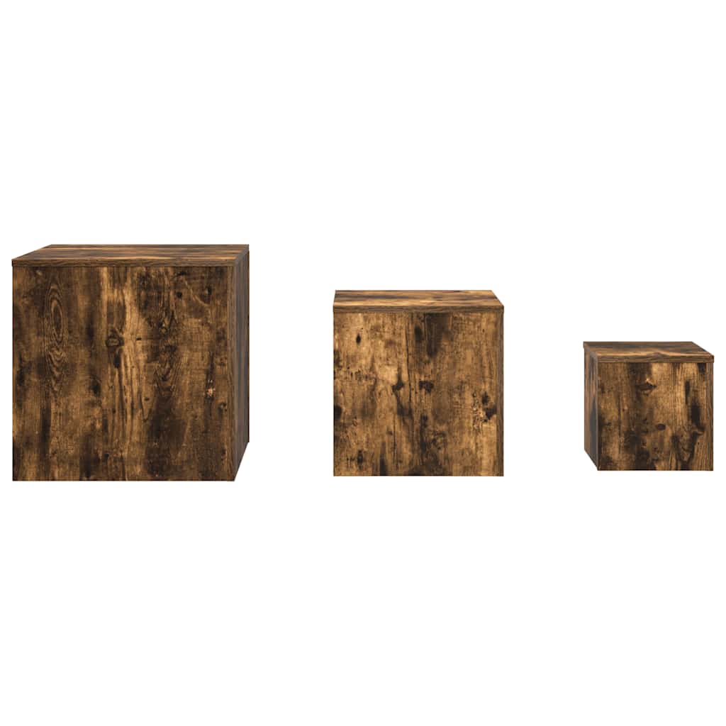 vidaXL Tables d'appoint 3 pcs Chêne fumé Bois d'ingénierie