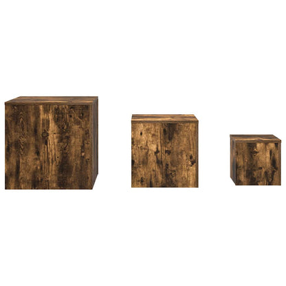 vidaXL Tables d'appoint 3 pcs Chêne fumé Bois d'ingénierie