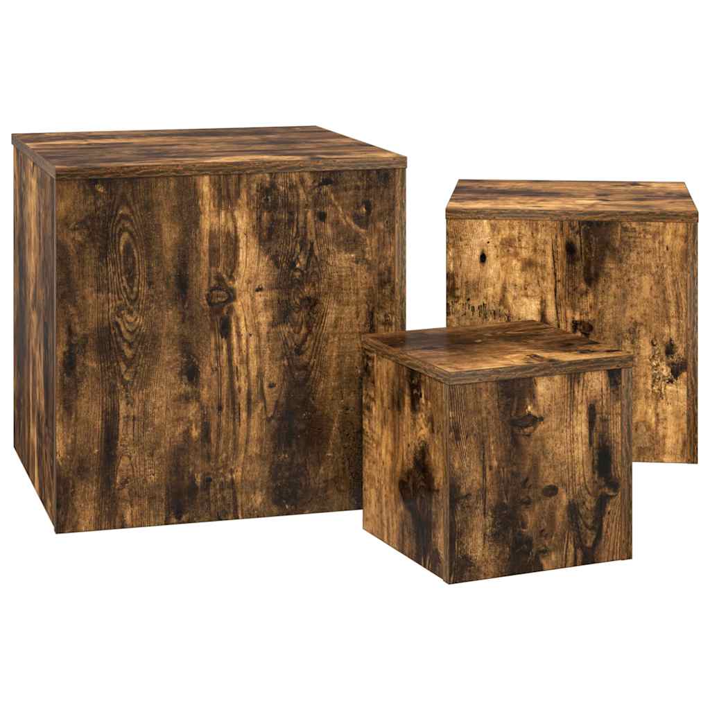 vidaXL Tables d'appoint 3 pcs Chêne fumé Bois d'ingénierie
