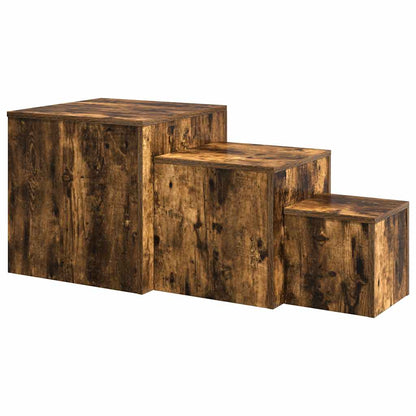 vidaXL Tables d'appoint 3 pcs Chêne fumé Bois d'ingénierie