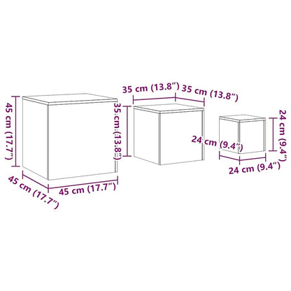 vidaXL Tables d'appoint 3 pcs Chêne fumé Bois d'ingénierie