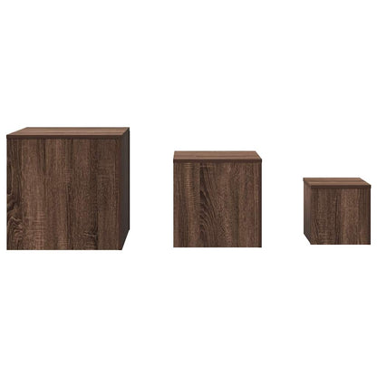 vidaXL Tables d'appoint 3 pcs Marron aspect chêne Bois d'ingénierie