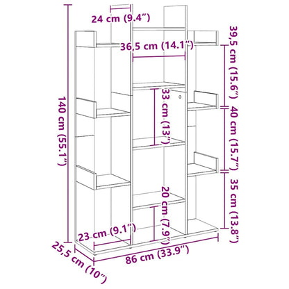 vidaXL Bücherregal Räuchereiche 86x25,5x140 cm Holzwerkstoff