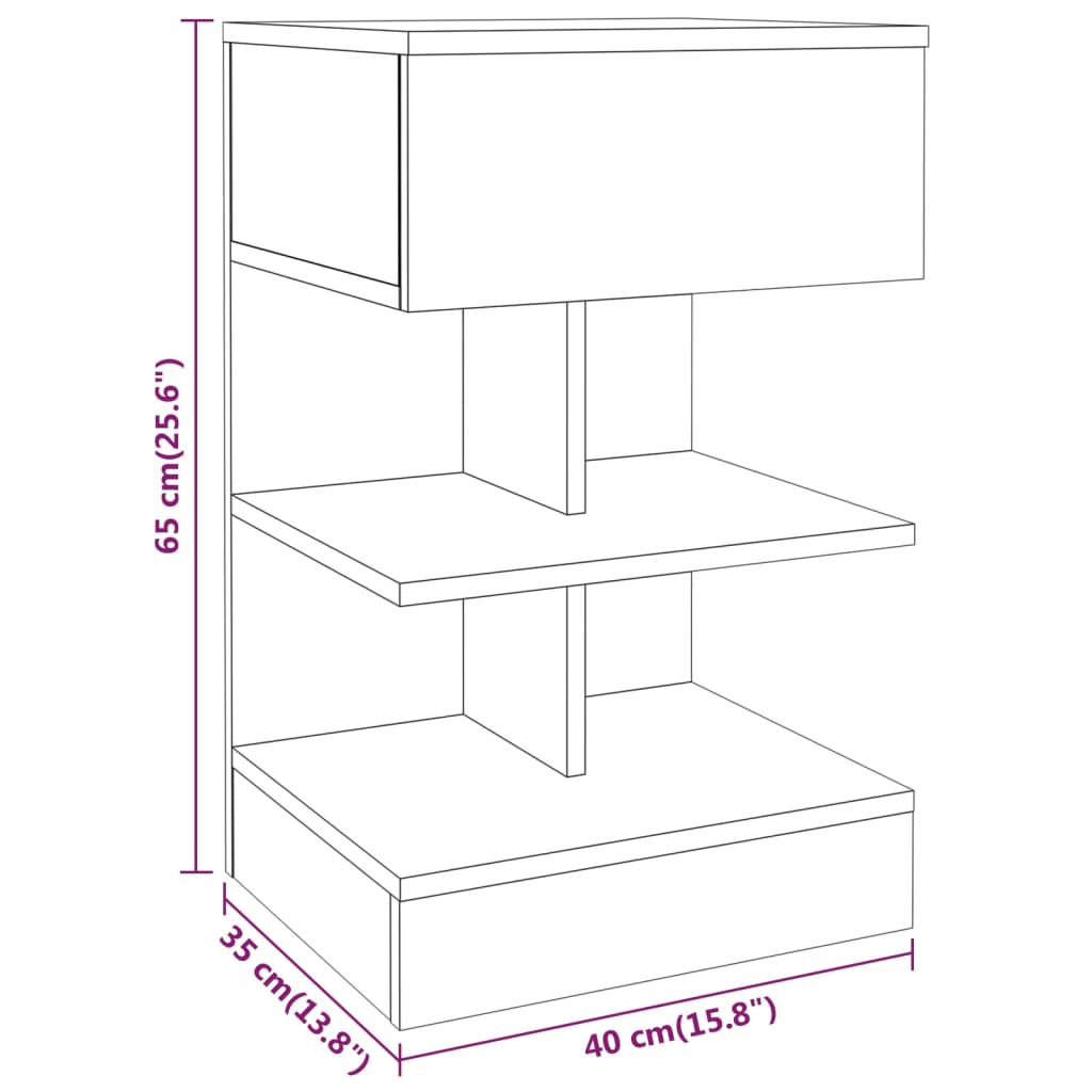 vidaXL Nachttische 2 Stk. Grau Sonoma 40x35x65 cm Holzwerkstoff