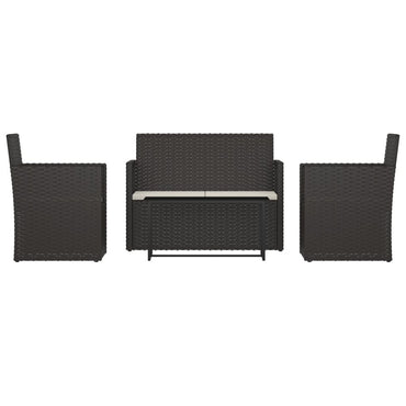 vidaXL Salon de jardin 4 pcs avec coussins résine tressée noir