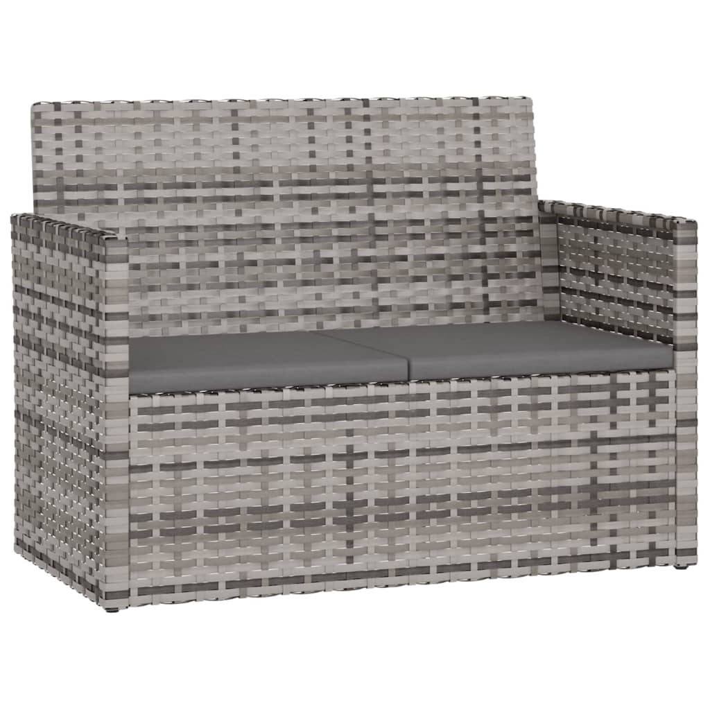vidaXL 4-tlg. Garten-Lounge-Set mit Kissen Poly Rattan Grau