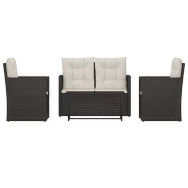 vidaXL Salon de jardin 4 pcs avec coussins résine tressée noir