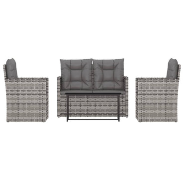 vidaXL Salon de jardin 4 pcs avec coussins résine tressée gris
