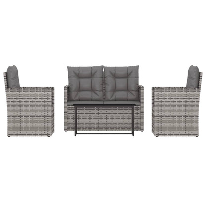 vidaXL 4-tlg. Garten-Lounge-Set mit Kissen Poly Rattan Grau