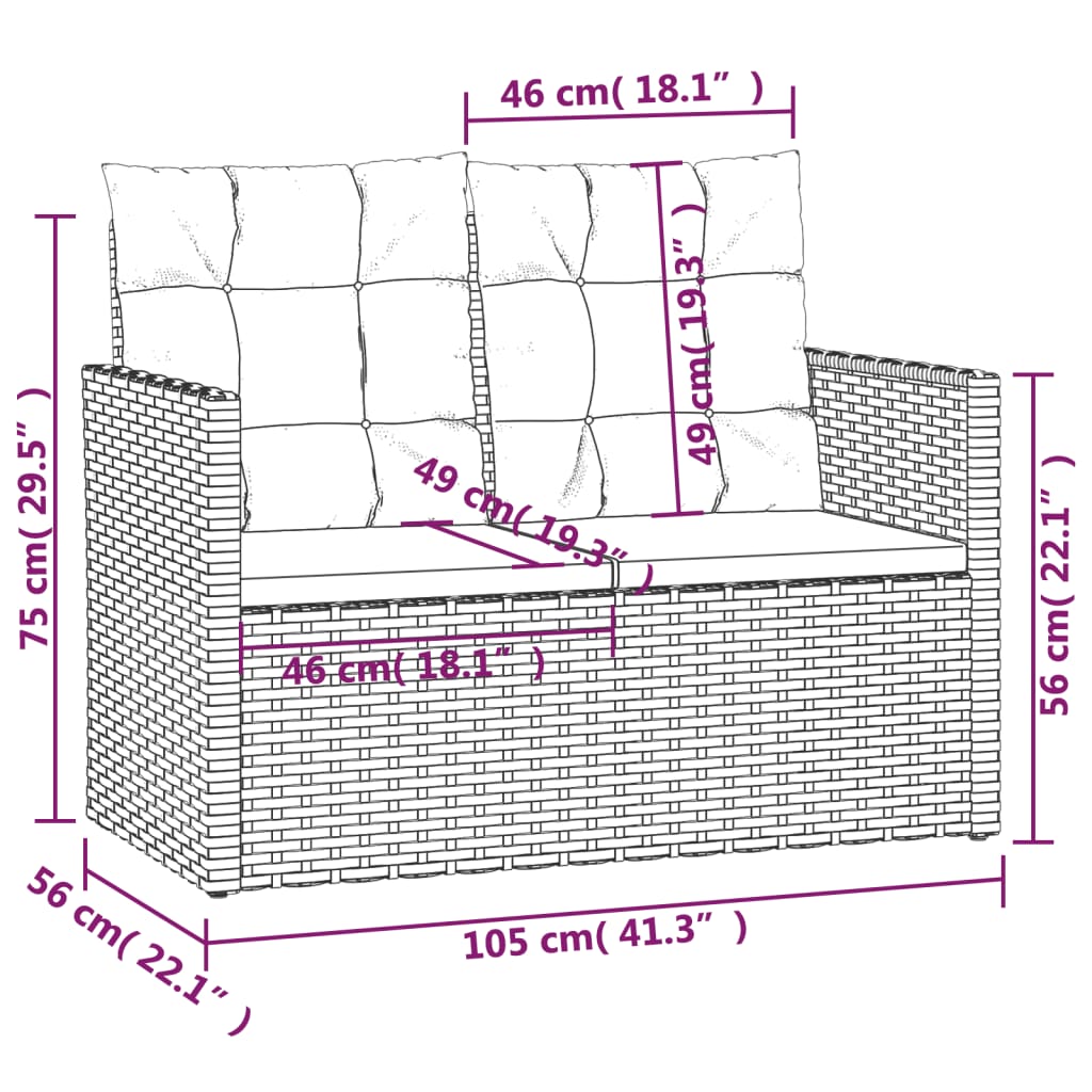 vidaXL 4-tlg. Garten-Lounge-Set mit Kissen Poly Rattan Grau