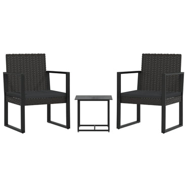vidaXL Ensemble de salon de jardin 3 pcs avec coussins Noir Résine tressée