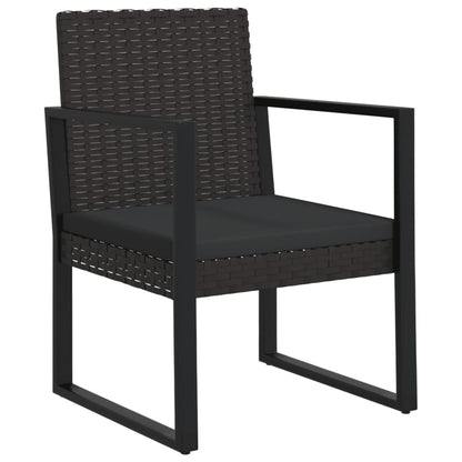 vidaXL 3-tlg. Garten-Lounge-Set mit Kissen Schwarz Poly Rattan