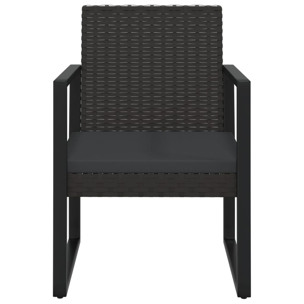 vidaXL 3-tlg. Garten-Lounge-Set mit Kissen Schwarz Poly Rattan
