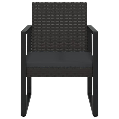 vidaXL 3-tlg. Garten-Lounge-Set mit Kissen Schwarz Poly Rattan
