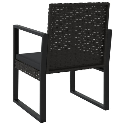 vidaXL 3-tlg. Garten-Lounge-Set mit Kissen Schwarz Poly Rattan