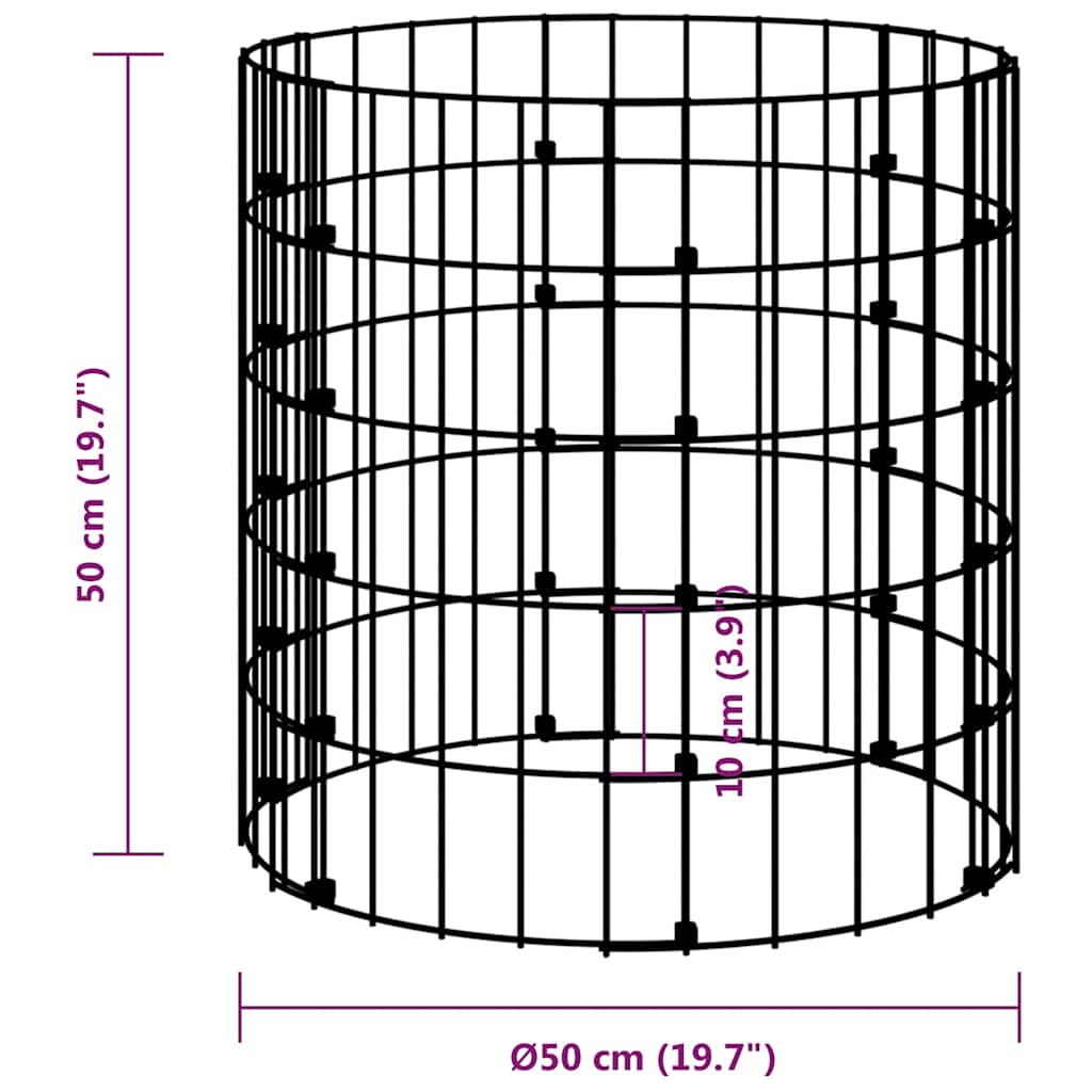 vidaXL Colonne de gabions ronde en acier galvanisé Ø50x50 cm