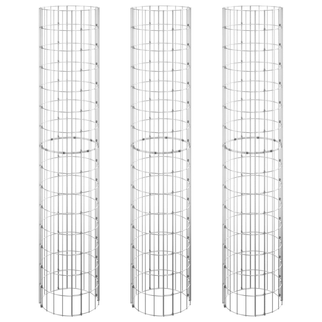 vidaXL Gabionen-Hochbeete 3 Stk. Rund Verzinkter Stahl Ø30x150 cm