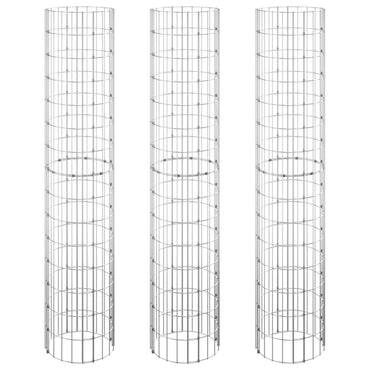 vidaXL Gabionen-Hochbeete 3 Stk. Rund Verzinkter Stahl Ø30x150 cm
