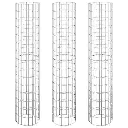 vidaXL Gabionen-Hochbeete 3 Stk. Rund Verzinkter Stahl Ø30x150 cm