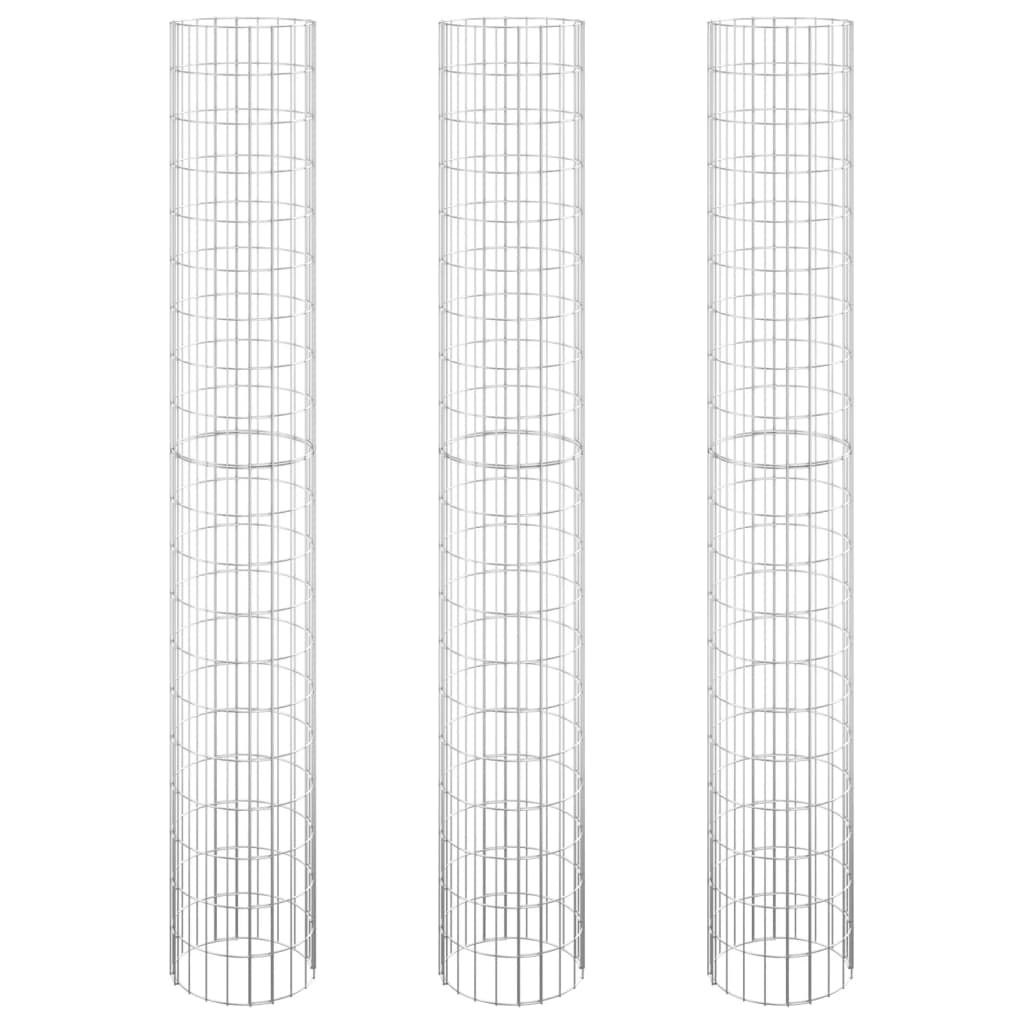 vidaXL Gabionen-Hochbeete 3 Stk. Rund Verzinkter Stahl Ø30x200 cm