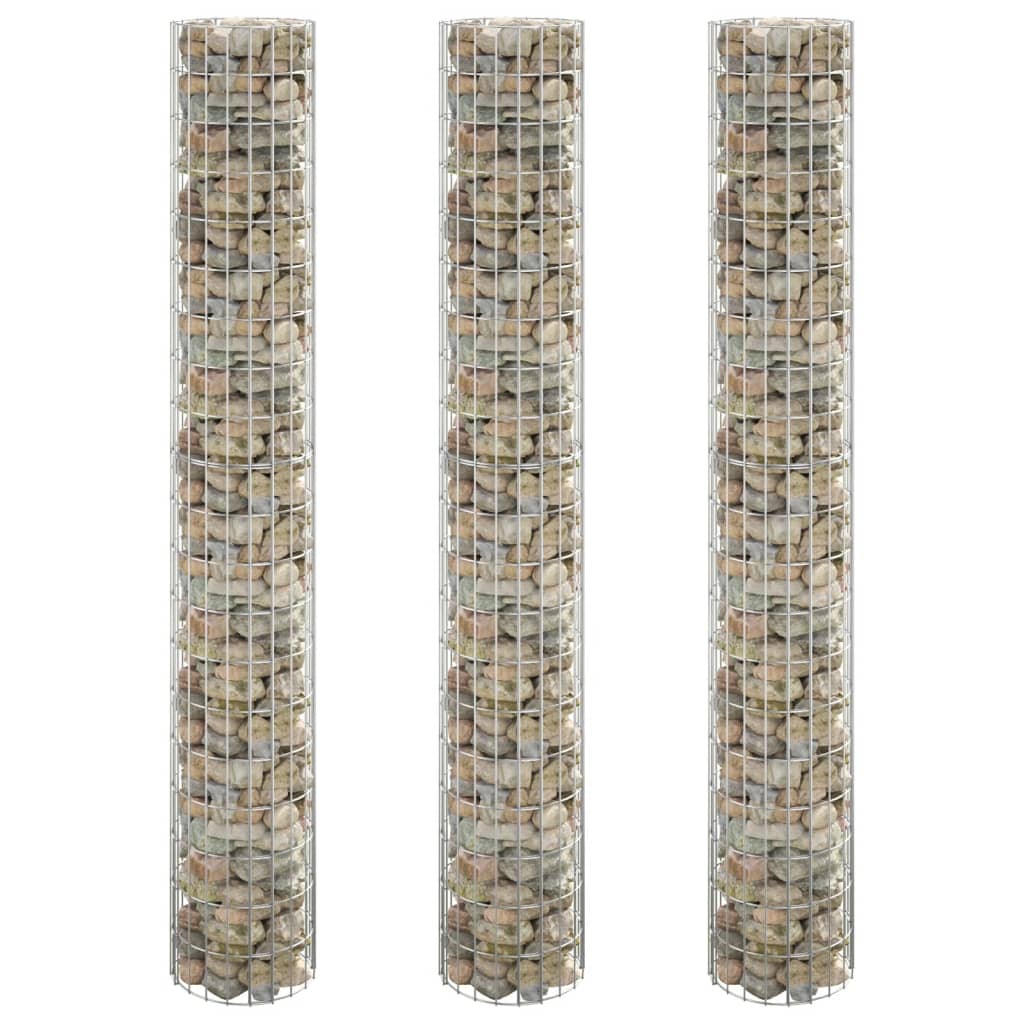 vidaXL Gabionen-Hochbeete 3 Stk. Rund Verzinkter Stahl Ø30x200 cm