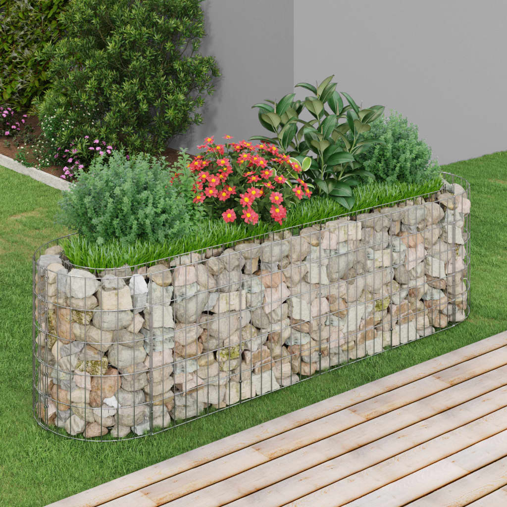 vidaXL Carré potager gabion en fer galvanisé 190x50x50 cm