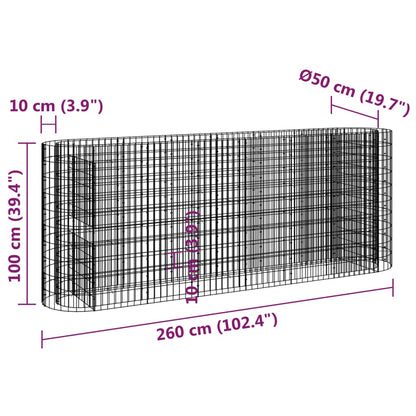 vidaXL Gabionen-Hochbeet Verzinktes Eisen 260x50x100 cm