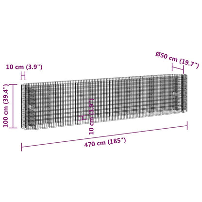 vidaXL Carré potager en gabion Fer galvanisé 470x50x100 cm
