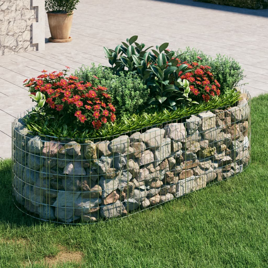 vidaXL Carré potager gabion en fer galvanisé 200x100x50 cm