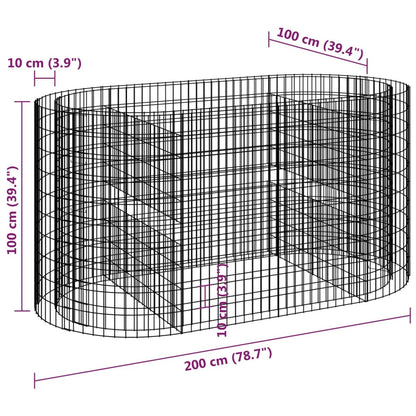 vidaXL Jardinnière surélevée Gabion Acier galvanisé 200x100x100 cm