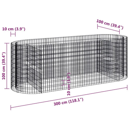 vidaXL Carré potager en gabions Acier galvanisé 300x100x100 cm