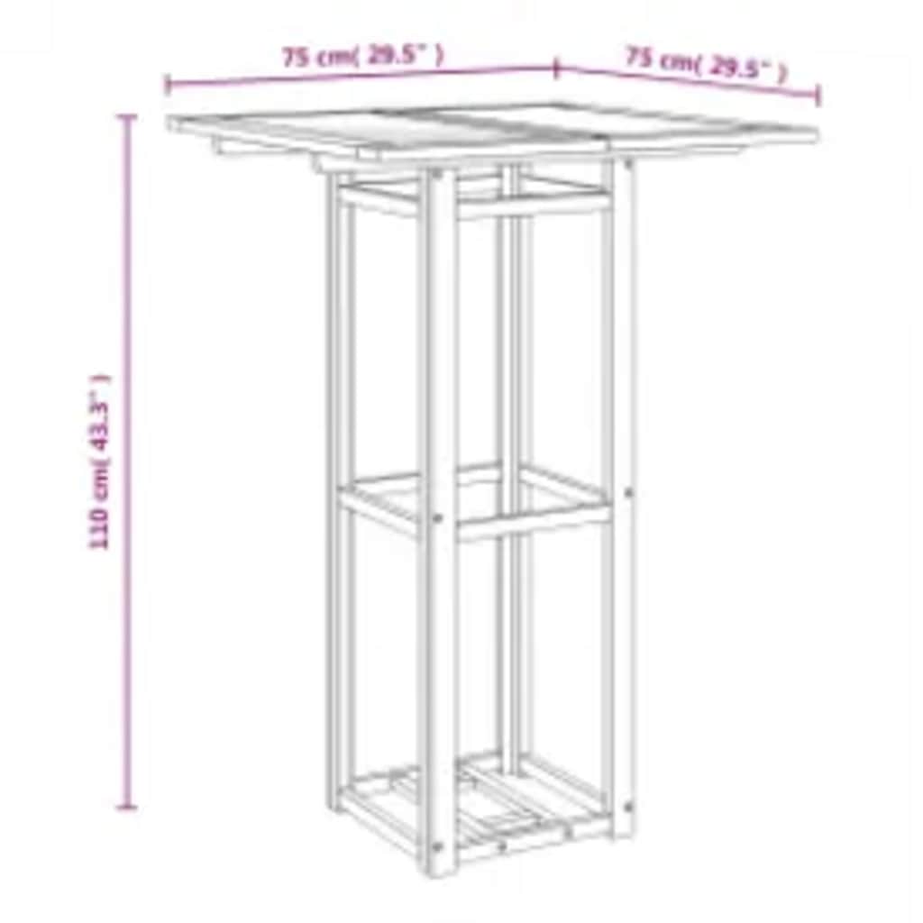 vidaXL Bistrotisch 75x75x110 cm Massivholz Akazie