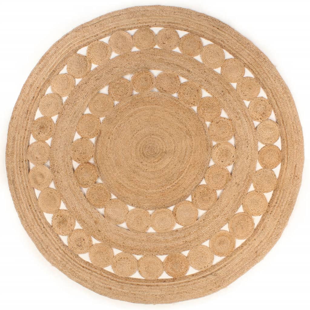 vidaXL Tapis tressé en jute 180 cm rond